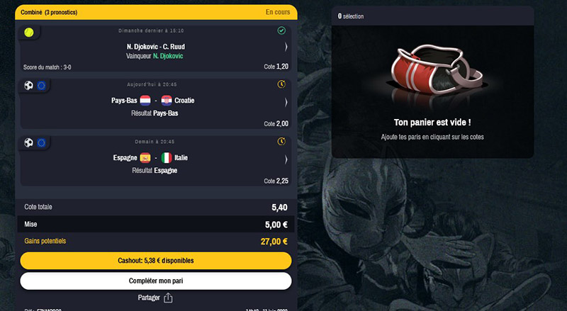 winamax cash out freebet